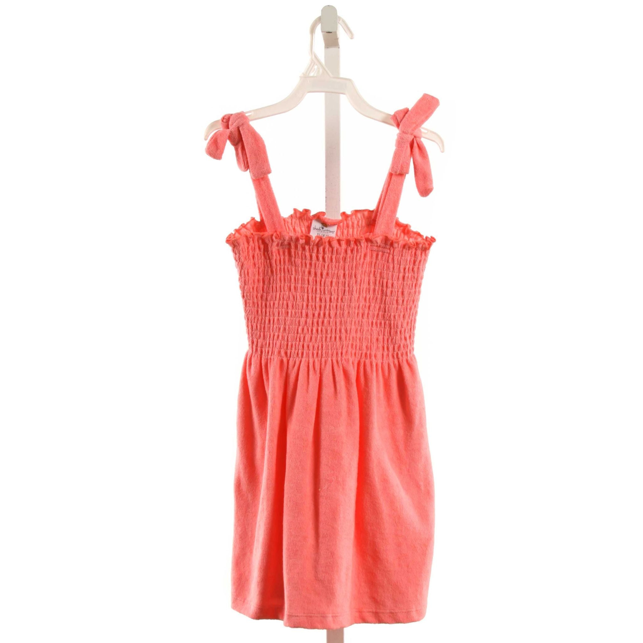 SHADE CRITTERS HOT PINK TERRY CLOTH SMOCKED KNIT DRESS