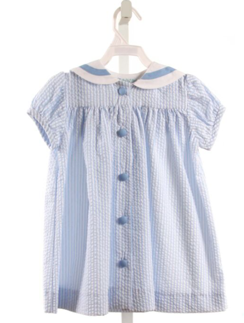FUNTASIA TOO BLUE SEERSUCKER STRIPED DRESS