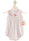 PEGGY GREEN WHITE EMBROIDERED KNIT BUBBLE WITH PICOT STITCHING