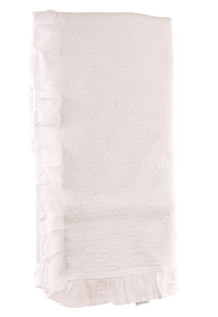 A SOFT IDEA WHITE BLANKET WITH RUFFLE